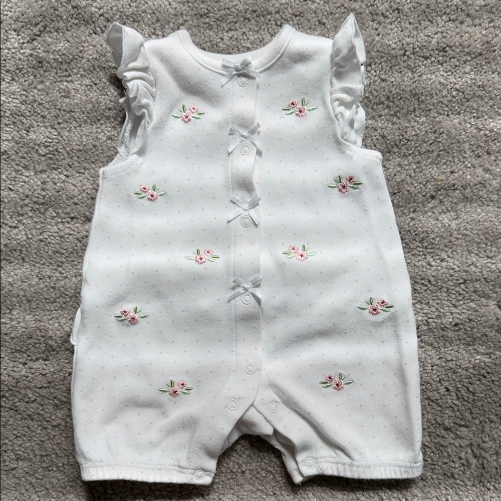 Little Me White Romper with Pink Accents